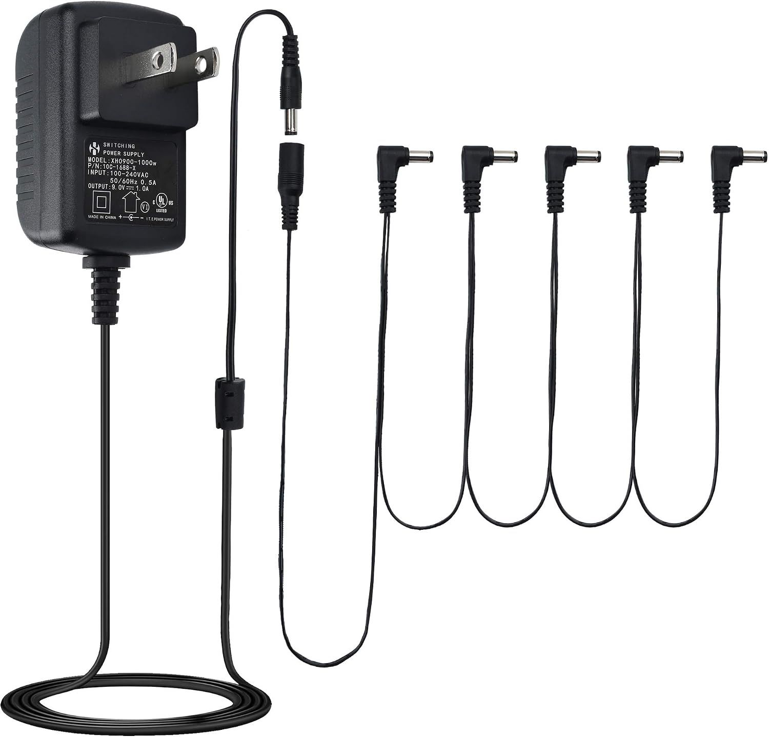 LotFancy Guitar Pedal Power Supply, 9V 1A AC DC Adapter with 5 Way Daisy Chain Cord LotFancy Guitar Pedal Power Supply, 9V 1A AC DC Adapter with 5 Way Daisy Chain Cord