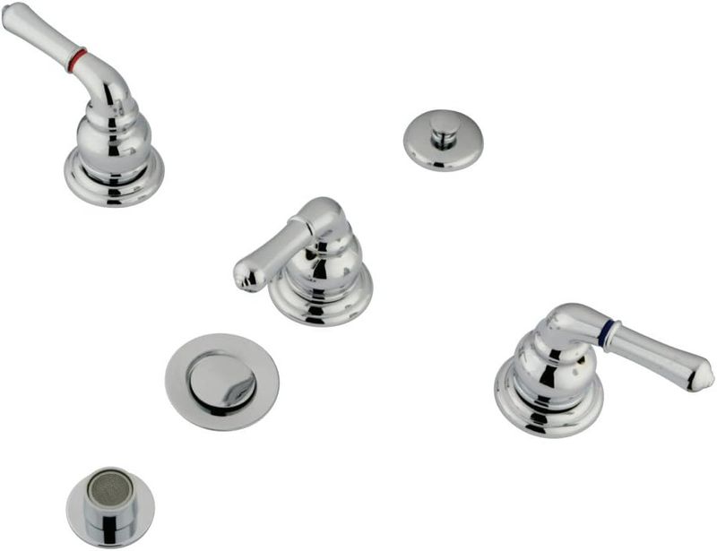 Elements of Design EB321 Bidet Faucet with 3 Lever Handle and Brass Pop-up 3, Chrome
