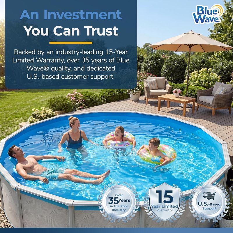 Blue Wave 15 ft Round Overlap Pool Liner for Above Ground Pools, Blue Blue Wave 15 ft Round Overlap Pool Liner for Above Ground Pools, Blue