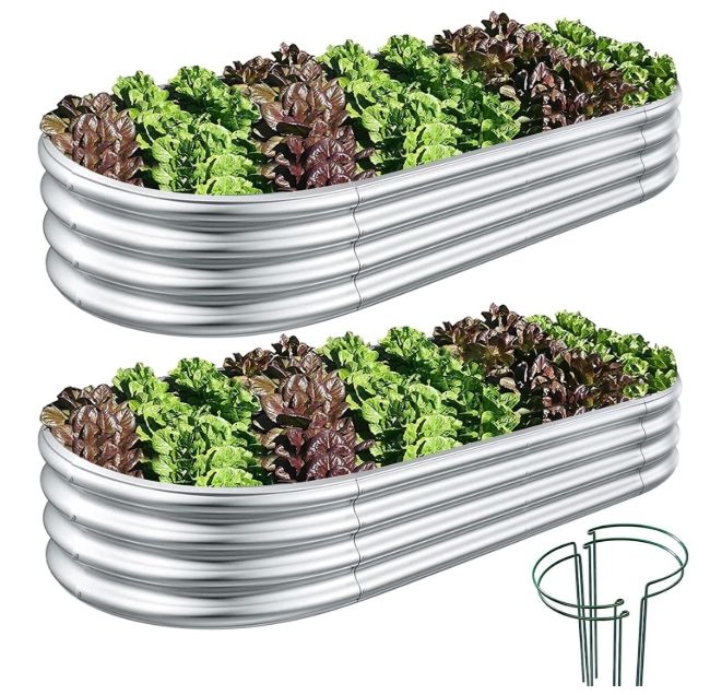 COATTOA Galvanized Raised Garden Bed, Raised Garden Boxes, 2 Pcs 6×3×1ft