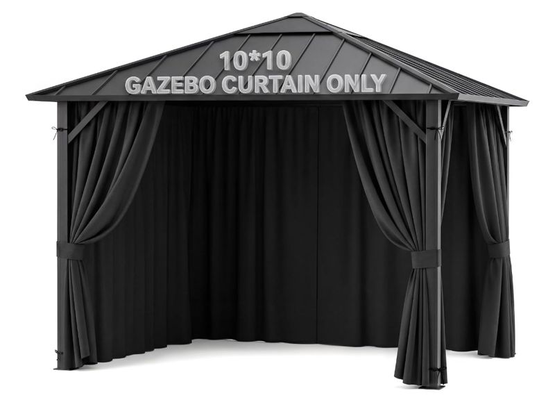 Gazebo Replacement Privacy Curtains, 10' x 10', 4 Panels, Black Gazebo Replacement Privacy Curtains, 10' x 10', 4 Panels, Black