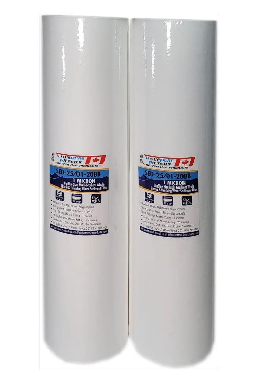 2 pk 20 inch 1 Micron Multi-Gradient Big Blue Sediment Filter | 20" x 4.5" 2 pk 20 inch 1 Micron Multi-Gradient Big Blue Sediment Filter | 20" x 4.5"