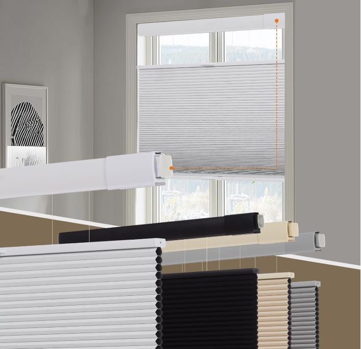 Persilux No Drill Blackout Cellular Shades for Windows,White,22" w x 64" h