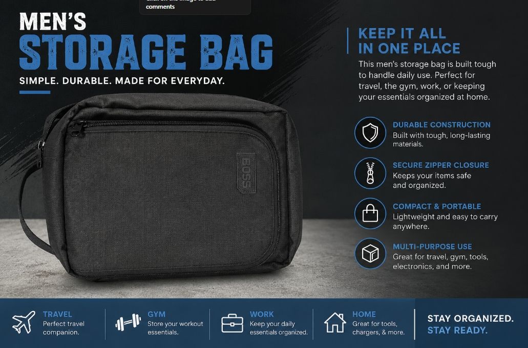Men’s Multi-Purpose Storage &amp; Travel Bag – Black