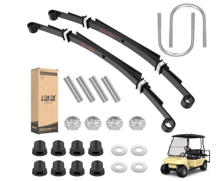 10L0L Golf Cart Heavy Duty Rear 4-Leaf Spring Kit with Bushings &amp; Sleeves for Club Car DS