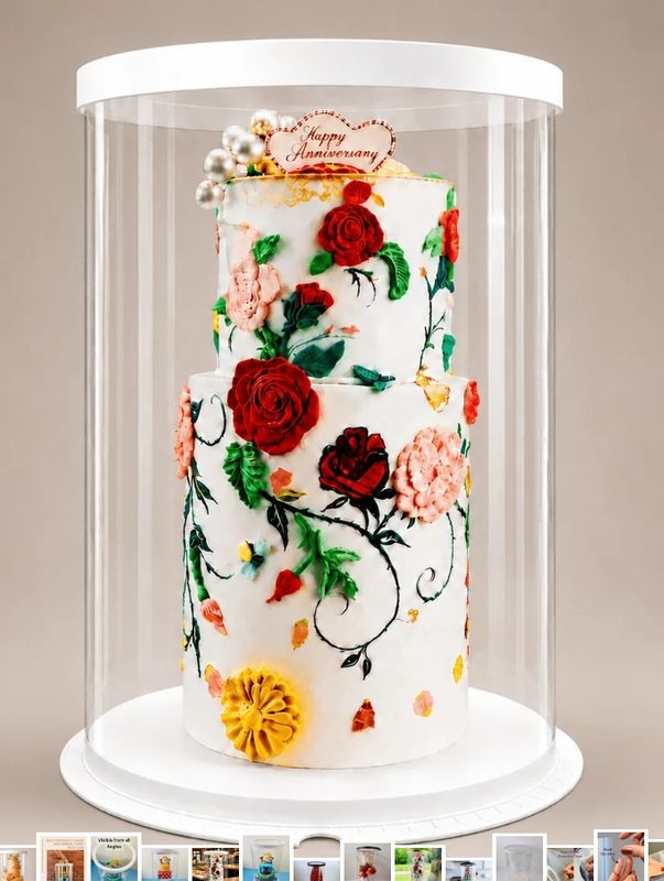 Extra Tall Clear White Round Cake Box 12 x 18 for Tiered Cakes &amp; Toppers