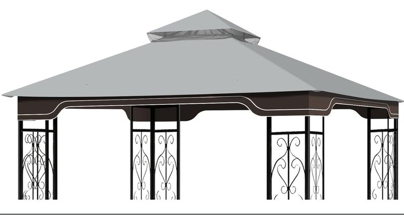 10x12 Gazebo Canopy Replacement for Regency II L-GZ798PST, Gray 10x12 Gazebo Canopy Replacement for Regency II L-GZ798PST, Gray