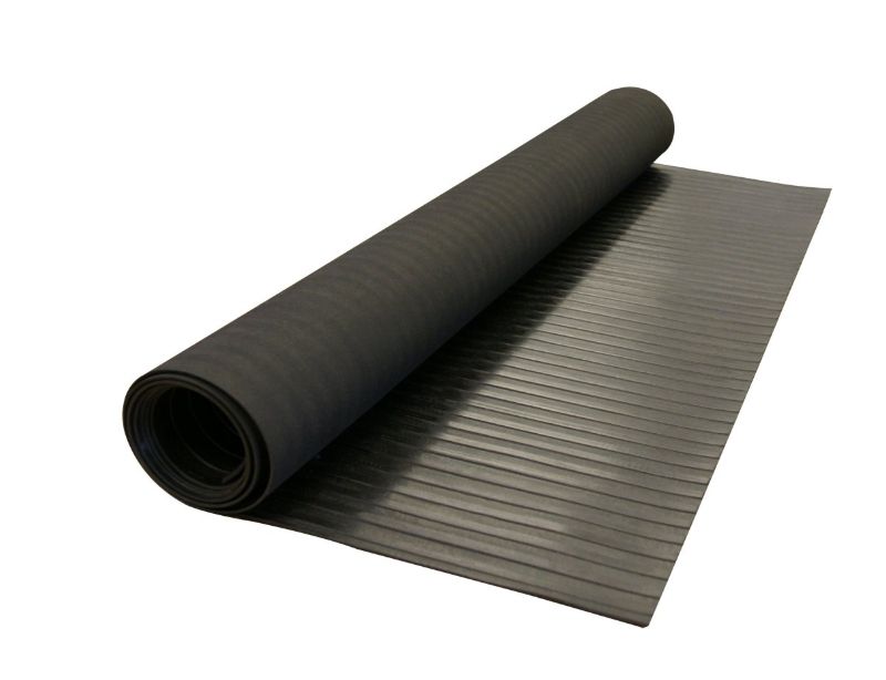 Rubber-Cal 03_167_W_WR_20 "Wide Rib" Corrugated Rubber Floor Mat-1/8" Thick X 3' X 20' Roll Black