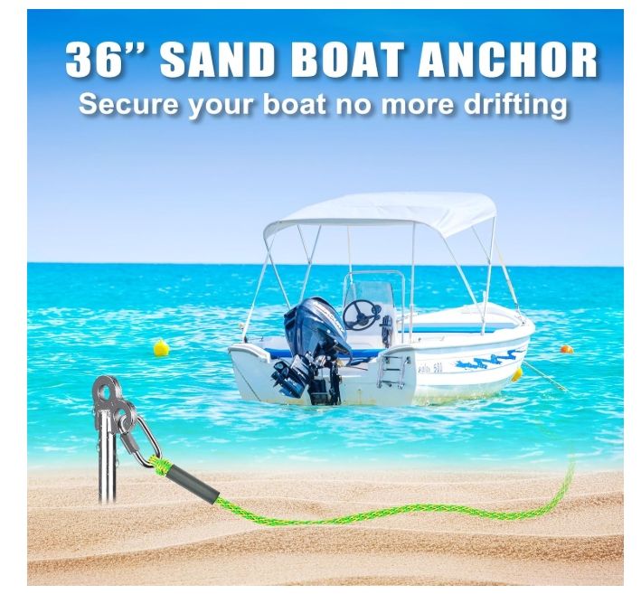 SELEWARE Sand Anchor for Boats Screw in Boat Anchor with Double Helix Design 36" SELEWARE Sand Anchor for Boats Screw in Boat Anchor with Double Helix Design 36"