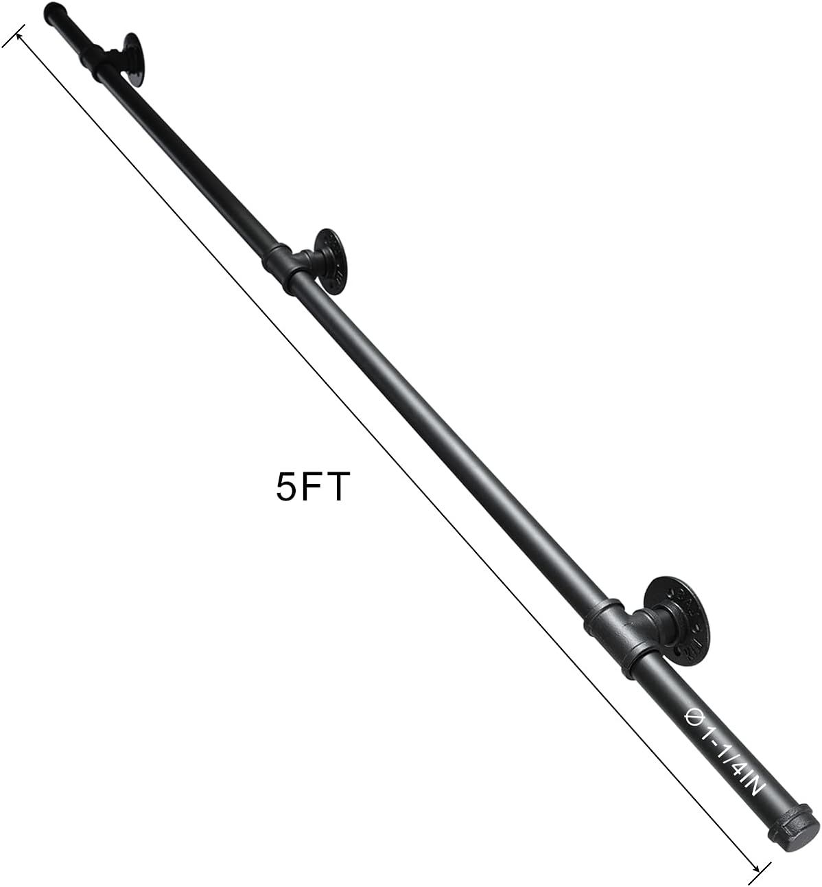 Stair Railing Indoor, 5FT Staircase Handrail Wall Mount Hand Rail for Indoor & Outdoor Steps, Industrial Pipe Stair Handrails Grab Bar Metal Galvanized Steel Hand Railing for Stairs Steps Stair Railing Indoor, 5FT Staircase Handrail Wall Mount Hand Rail for Indoor & Outdoor Steps, Industrial Pipe Stair Handrails Grab Bar Metal Galvanized Steel Hand Railing for Stairs Steps