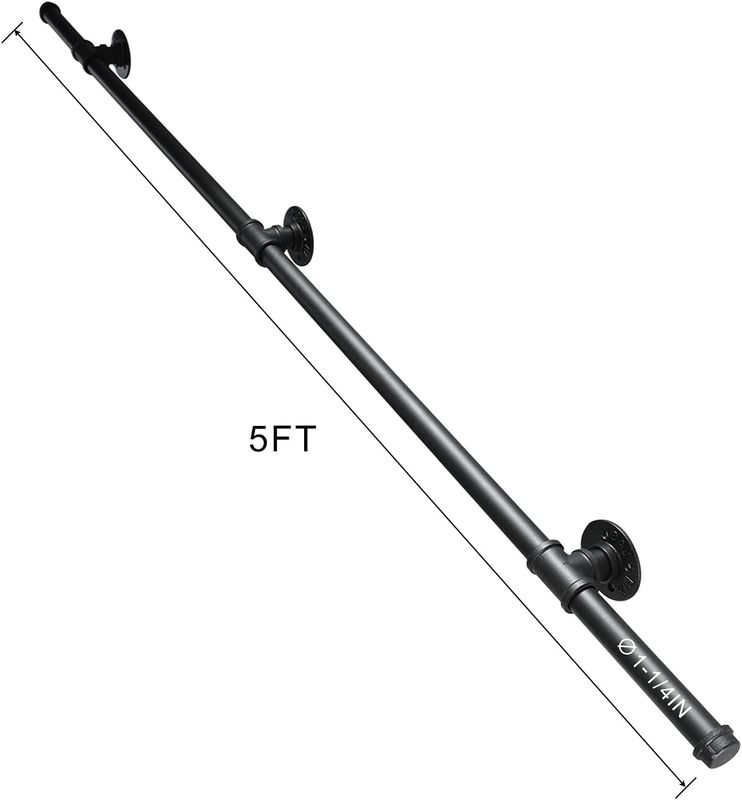 Stair Railing Indoor, 5FT Staircase Handrail Wall Mount Hand Rail for Indoor & Outdoor Steps, Industrial Pipe Stair Handrails Grab Bar Metal Galvanized Steel Hand Railing for Stairs Steps Stair Railing Indoor, 5FT Staircase Handrail Wall Mount Hand Rail for Indoor & Outdoor Steps, Industrial Pipe Stair Handrails Grab Bar Metal Galvanized Steel Hand Railing for Stairs Steps