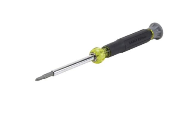 Klein Tools Multi-Bit Electronics Screwdriver, 4-in-1, Phillips, Slotted Bits Klein Tools Multi-Bit Electronics Screwdriver, 4-in-1, Phillips, Slotted Bits