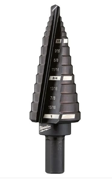 Milwaukee 48-89-9208 - #8 Step Drill Bit, 1/2 in. - 1 in. x 1/16 in. Milwaukee 48-89-9208 - #8 Step Drill Bit, 1/2 in. - 1 in. x 1/16 in.