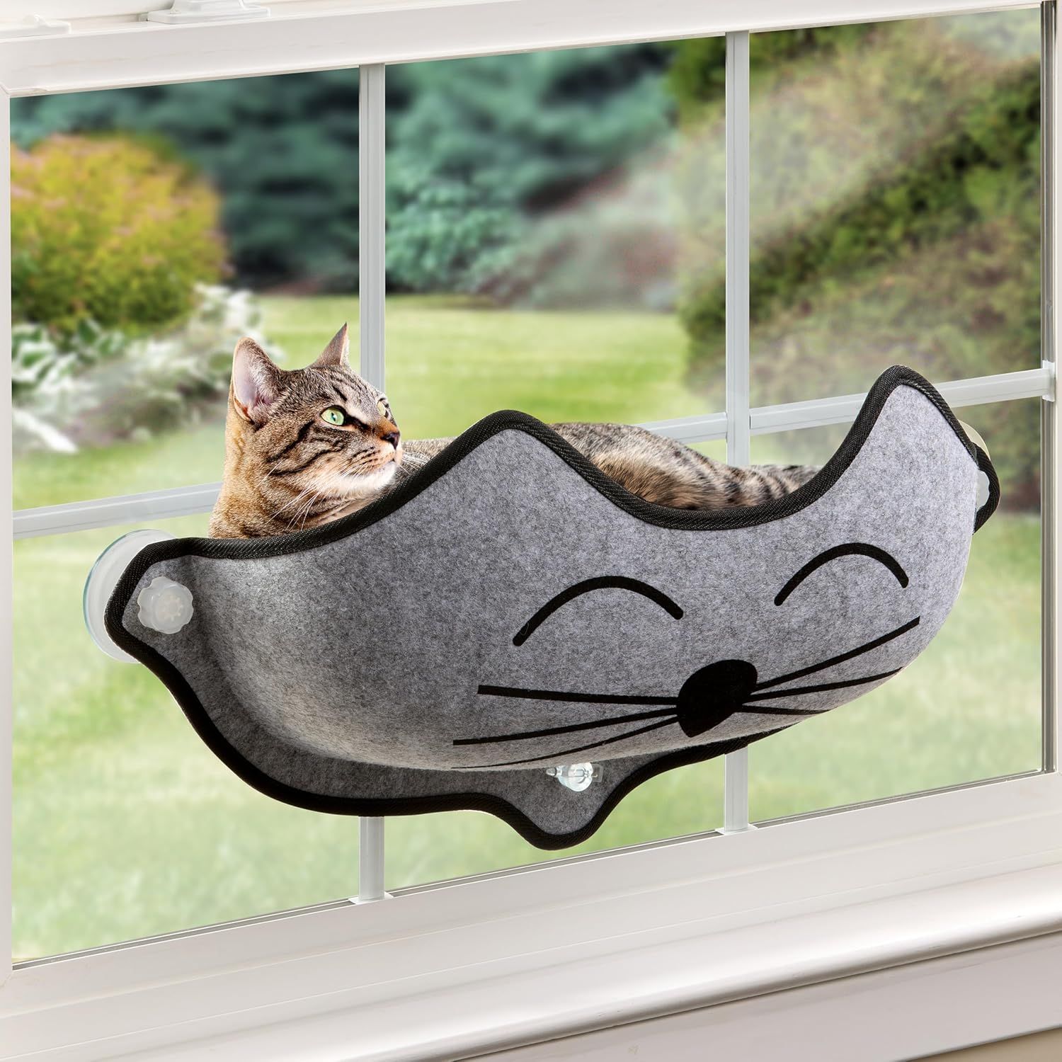 K&amp;H PET Products EZ Mount Window Bed Kitty Sill with Kittyface - No Window Sill Required Window Perch Cat Bed (Missing one Suction Cup)