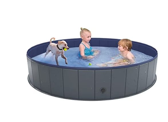 Foldable Dog Pool, Collapsible Hard PVC Dog Swimming Pool, Portable Bath Tub for Pets Dogs and Cats, Pet Wading Pool for Indoor and Outdoor, 63 x 12 Inches Foldable Dog Pool, Collapsible Hard PVC Dog Swimming Pool, Portable Bath Tub for Pets Dogs and Cats, Pet Wading Pool for Indoor and Outdoor, 63 x 12 Inches