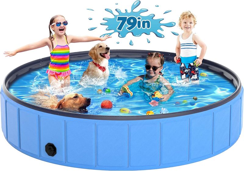 Instraella Dog Pool for Large Dogs, 79x16'' Collapsible Pet Bathing Tub for Large Size, Portable Outdoor Swimming Pool for Pets and Dogs Instraella Dog Pool for Large Dogs, 79x16'' Collapsible Pet Bathing Tub for Large Size, Portable Outdoor Swimming Pool for Pets and Dogs