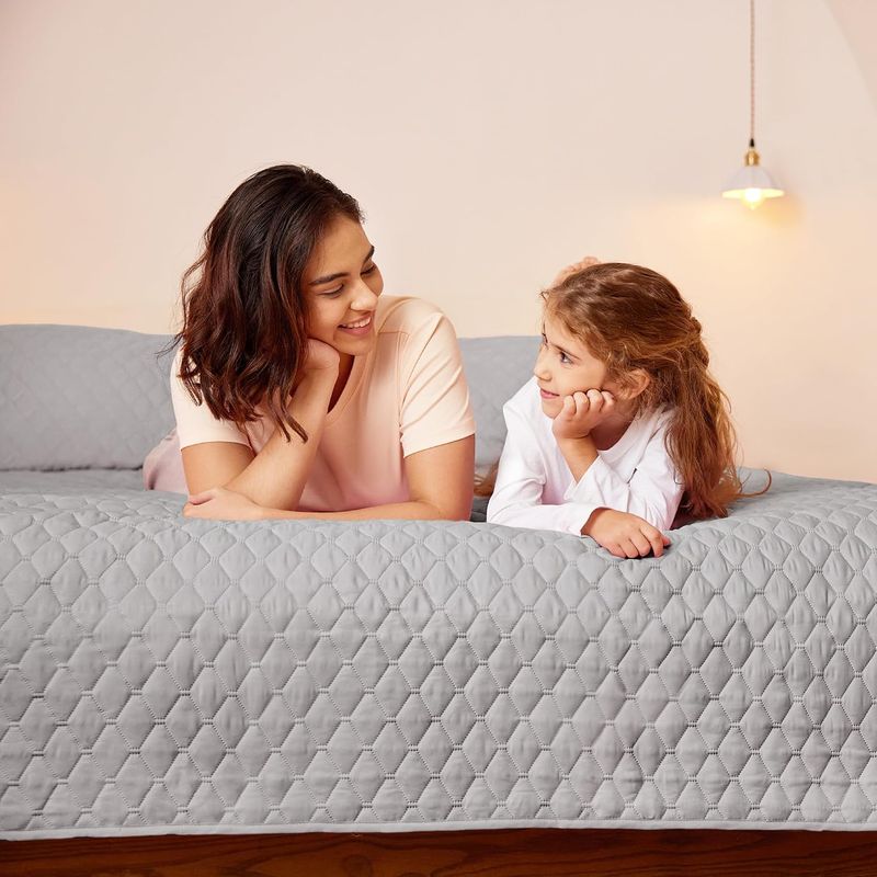 Exclusivo Mezcla Reversible Full Queen Quilt Bedding Set, Light Grey