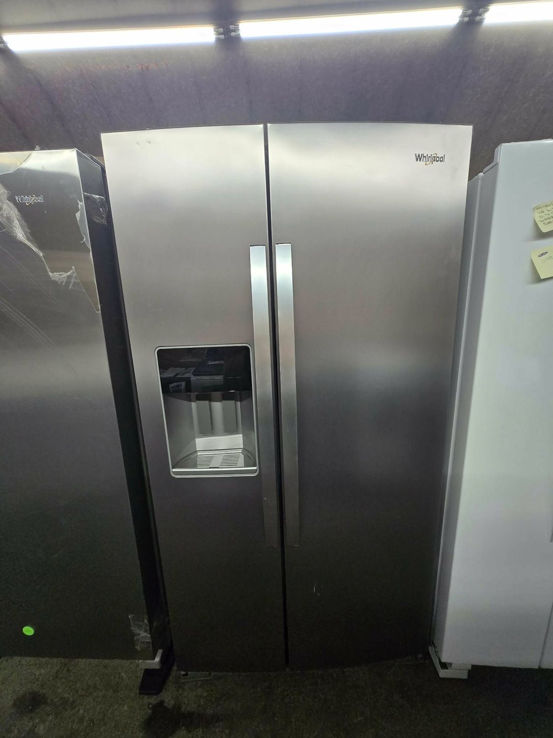 Whirlpool 35 1/2" Counter-Depth Side-by-Side Refrigerator with Water & Ice Dispenser – 20.85 Cu. Ft. – Fingerprint-Resistant Stainless Steel MSRP $2199.99 Whirlpool 35 1/2" Counter-Depth Side-by-Side Refrigerator with Water & Ice Dispenser – 20.85 Cu. Ft. – Fingerprint-Resistant Stainless Steel MSRP $2199.99