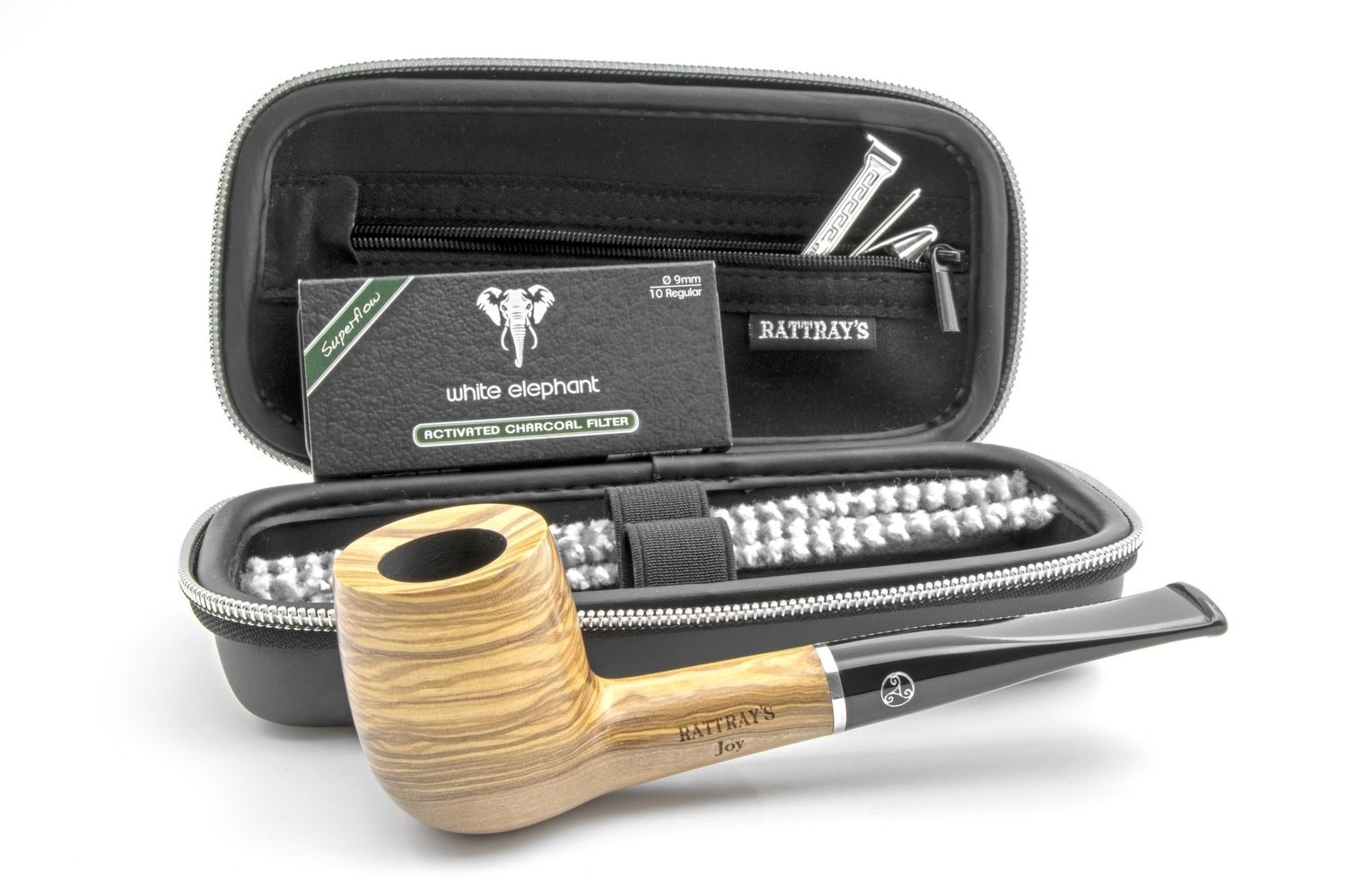 Rattray's Joy Olive Brushed Pipe Starter Set, Size: No. 113