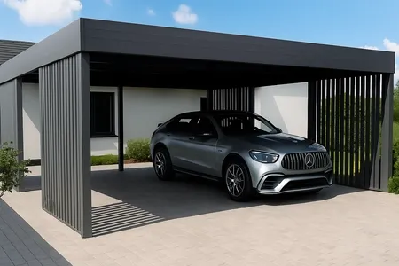 DoppelCarport mit 4 Wande Veritkal 10 Anthrazit