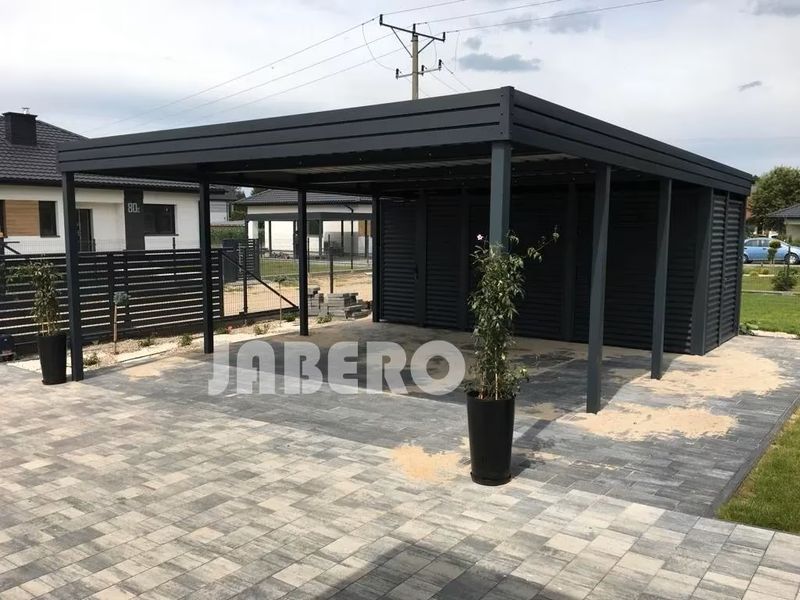 ​Doppelcarport 550 x 600 cm mit praktischem Geräteraum (550 x 200 cm)