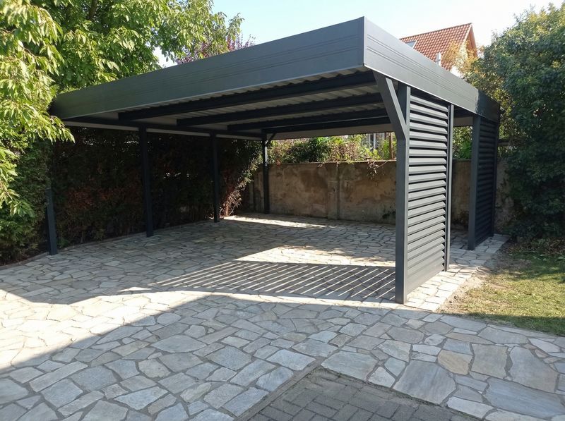 Carport mit Sichtshutz Wande