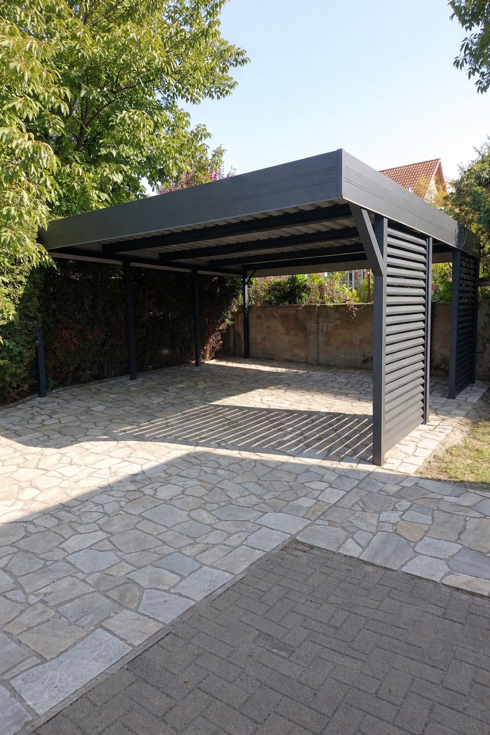 Carport 600x600 mit 2 Sichtschutzwande