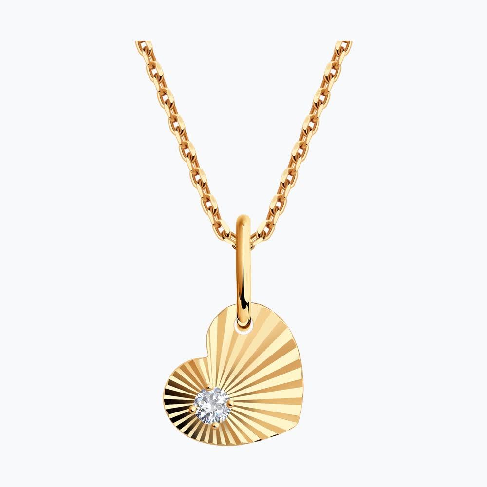 Diamond-Cut Rose Gold Pendant with Cubic Zirconia