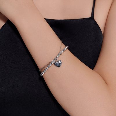 Sterling Silver Bracelet with Enamel and Cubic Zirconia