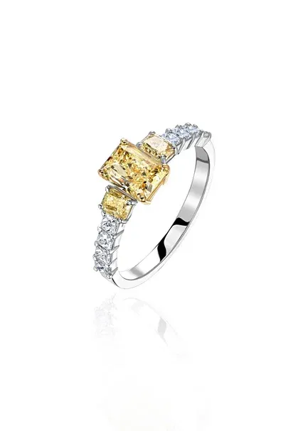 Radiant-Cut Diamond Ring with Side Stones