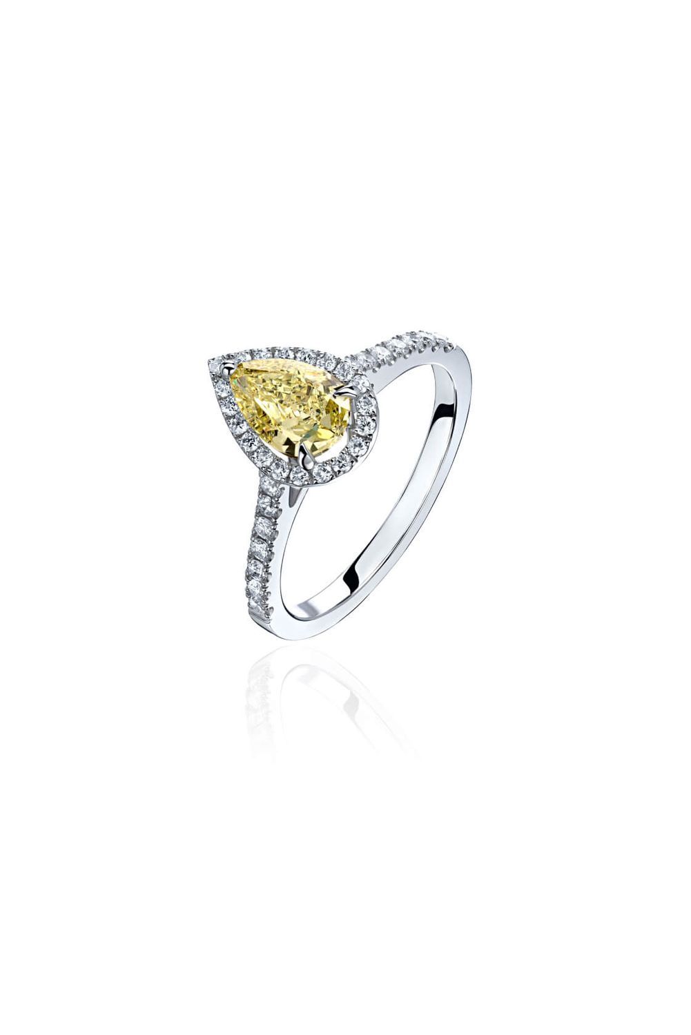 Pear-Cut Yellow Diamond Ring – 1 Carat