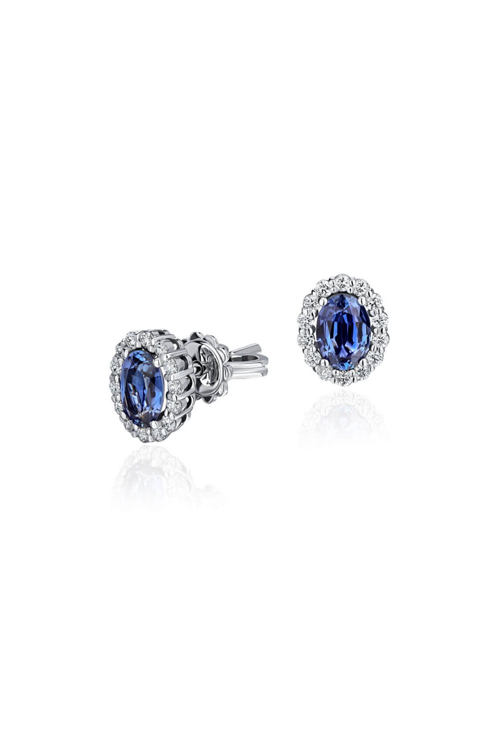 Sapphire and Diamond Earrings in White Gold