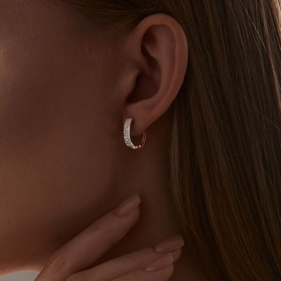 Red Gold Earrings with Cubic Zirconia