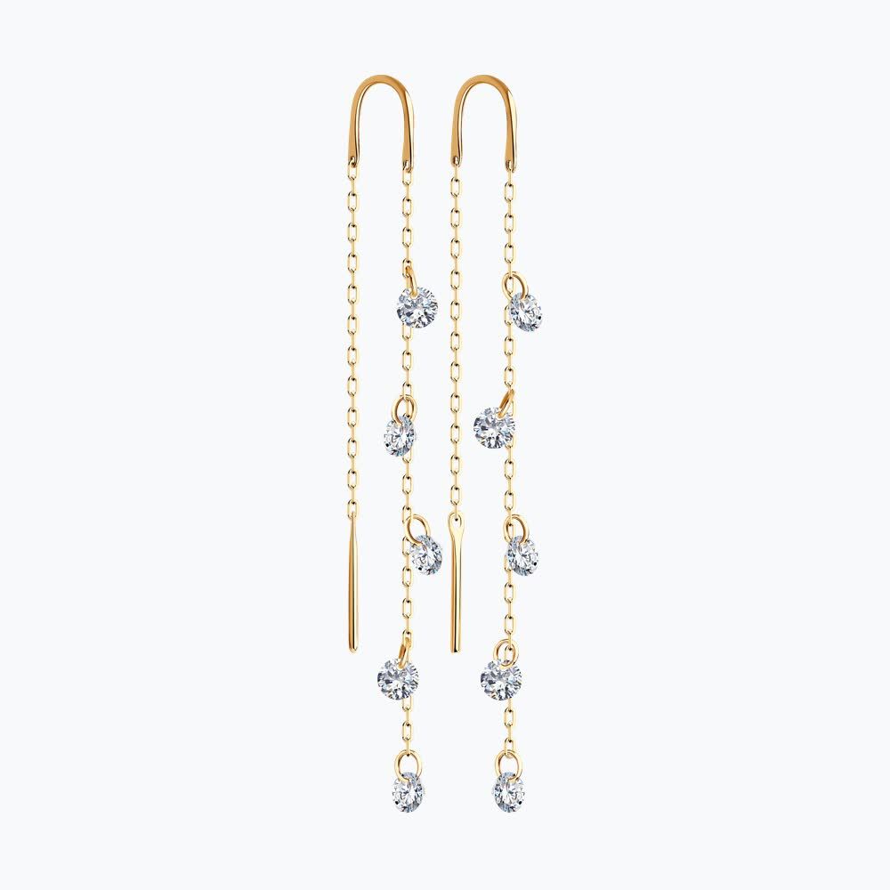 Red Gold Earrings with Cubic Zirconia