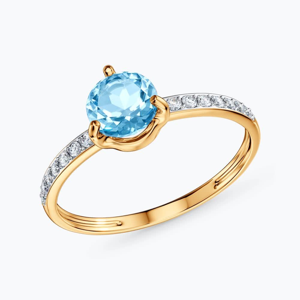 Gold Ring with Topaz and Cubic Zirconia