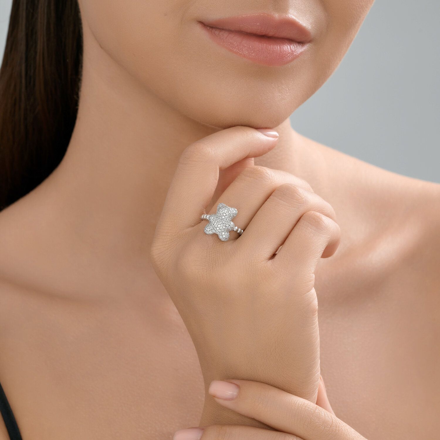 Sterling Silver Ring with Topaz and Cubic Zirconia