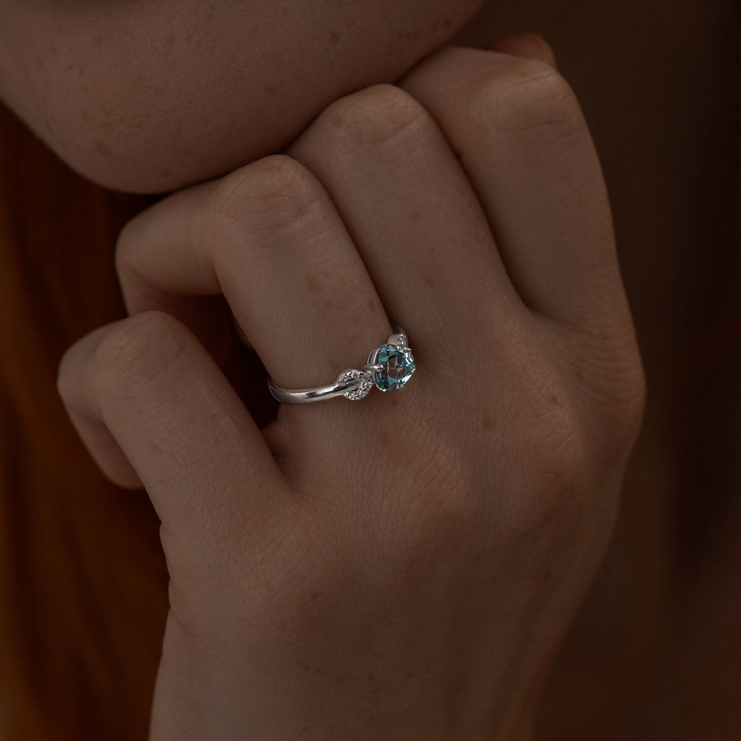 Sterling Silver Ring with Topaz and Cubic Zirconia