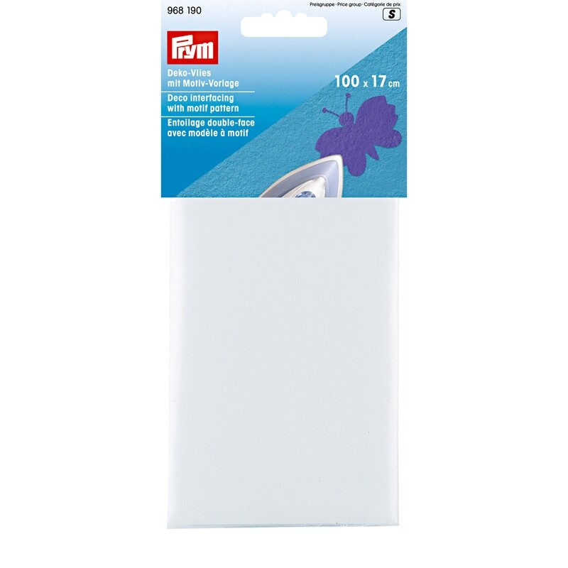 Deco interfacing with motifs 100x17cm white 1 piece