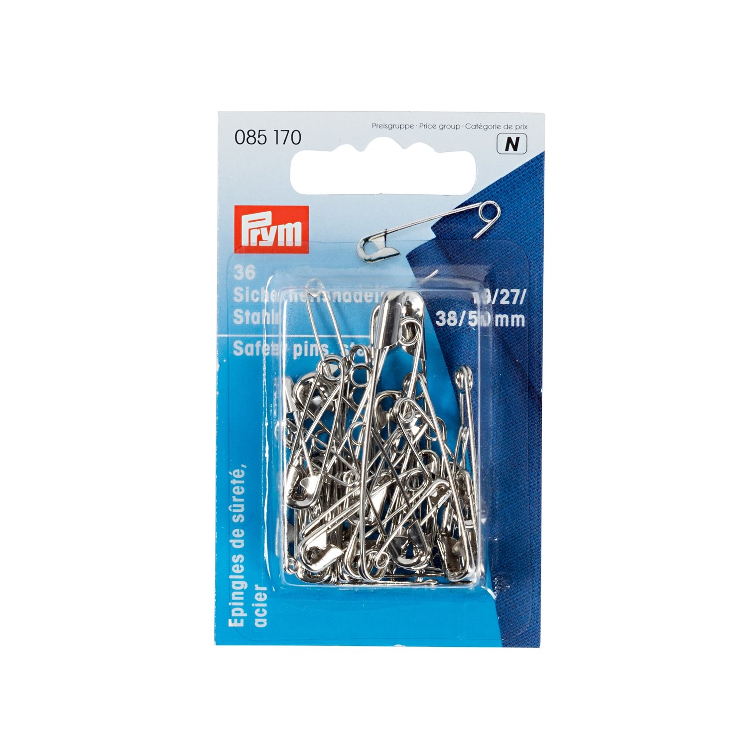 Safety pins steel 19-50 mm 36 pc