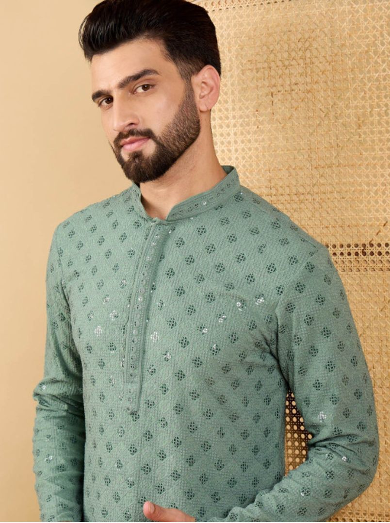 Elegant Dark Green Kurta Pajama Set