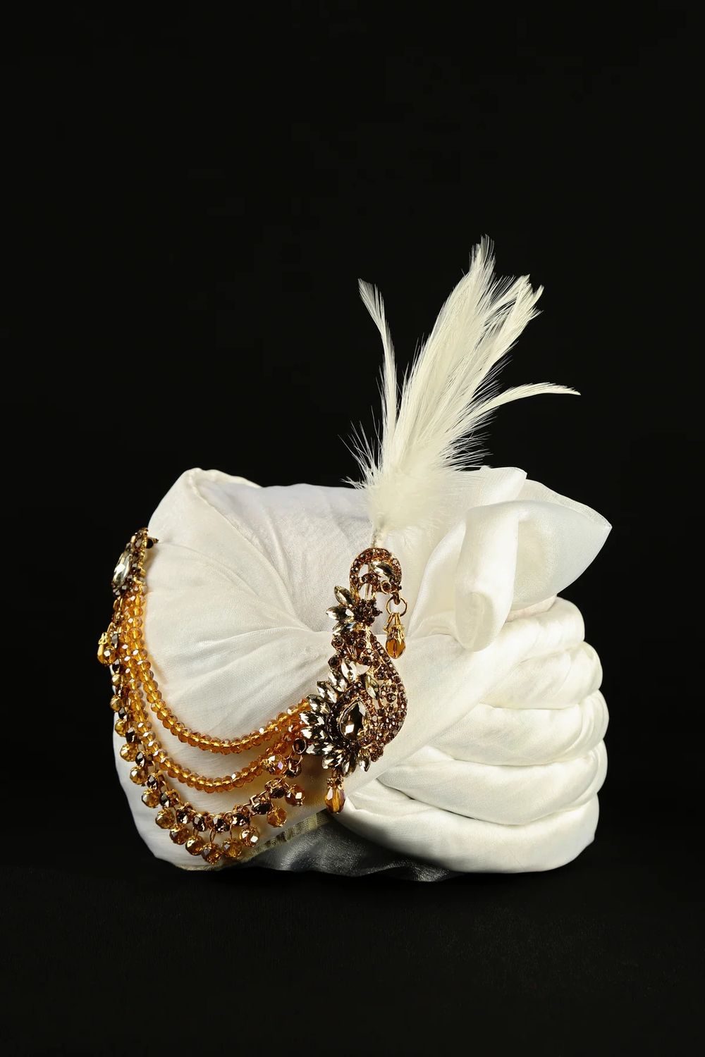 Antique White Layered Gold Embroidered Safa