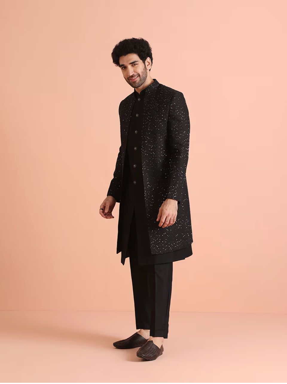 Grape Wine Jaal Embroidered Sherwani Set with Stone Work