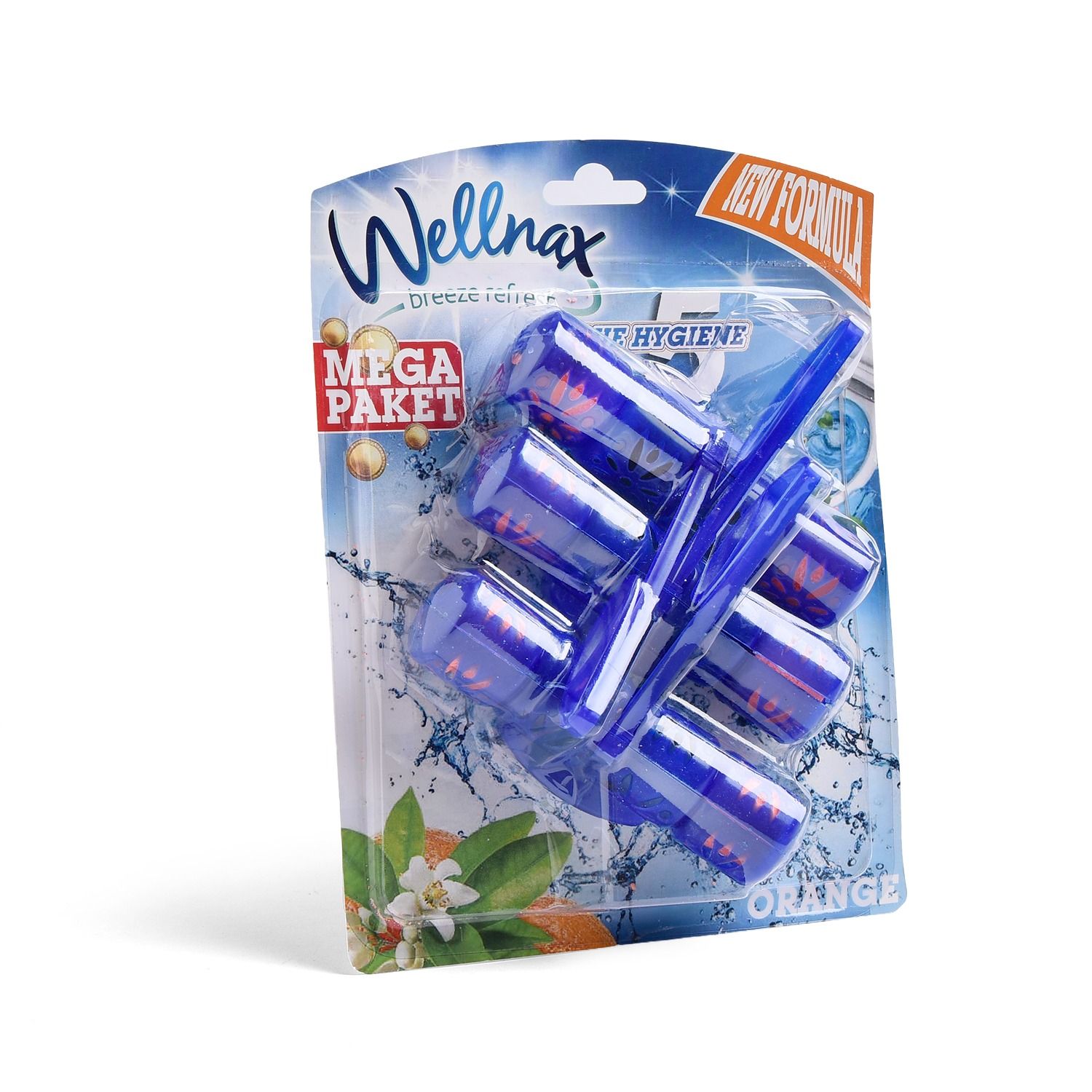 علاقه مرحاض بالماء الازرق برائحه زهور البرتقال