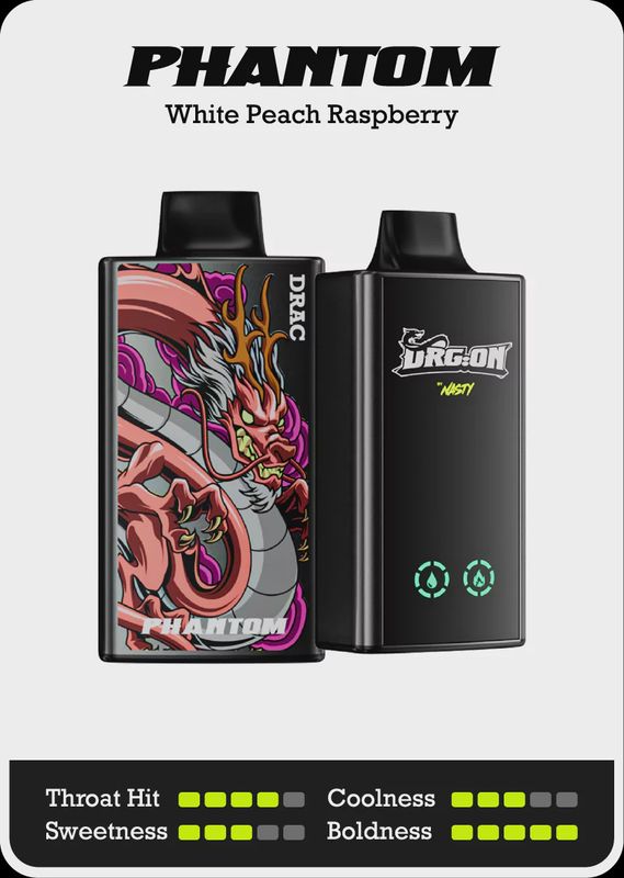 Nasty Dragon 25K Phantom White Peach Raspberry 5% Nasty Dragon 25K Phantom White Peach Raspberry 5%