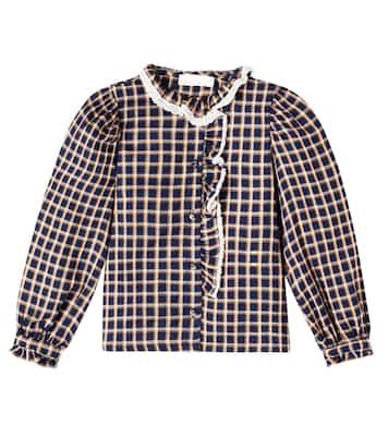 C&#39;era una volta ginevra shirt blue check lurex