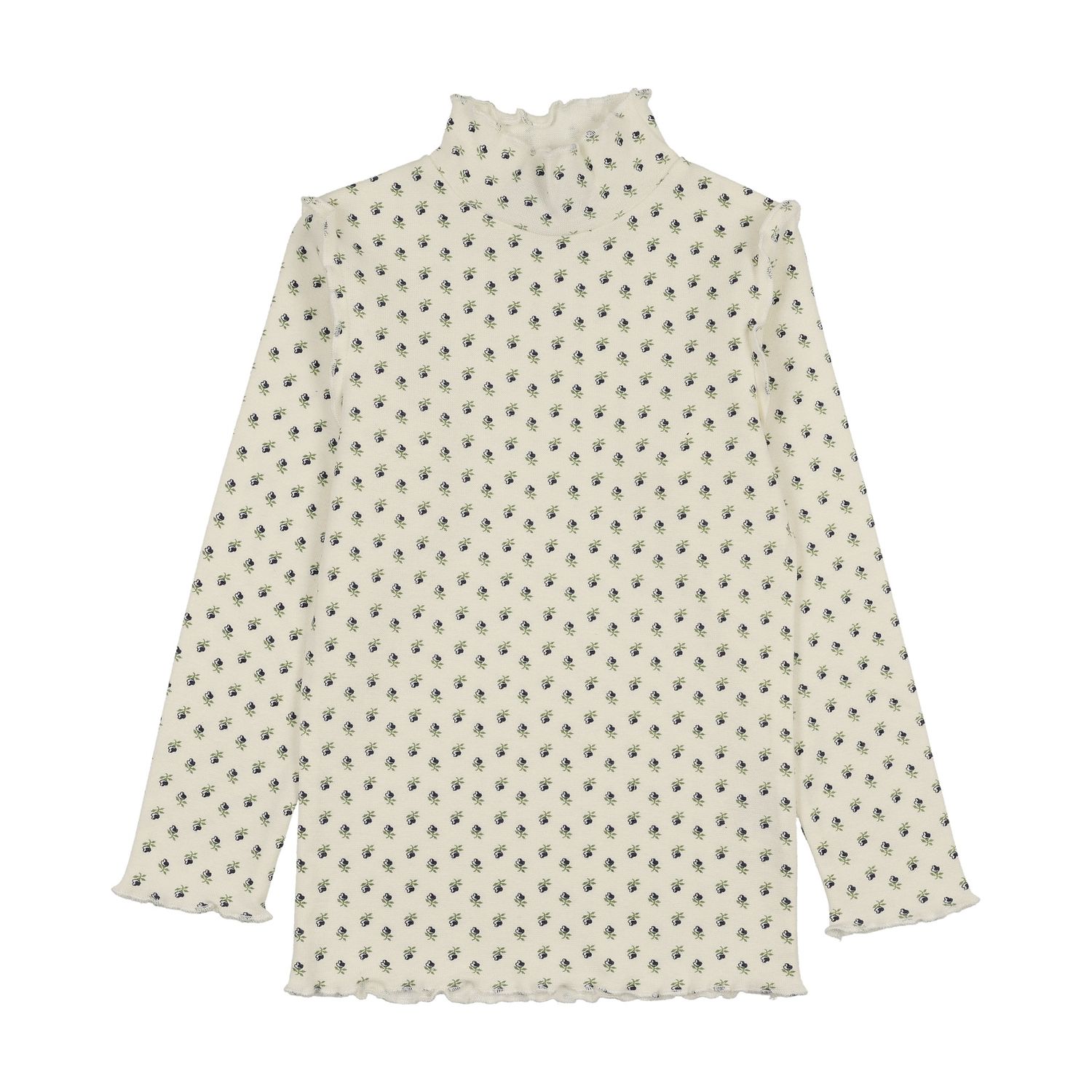 Kin Kin Tulip Print Scalloped Edge Mockneck