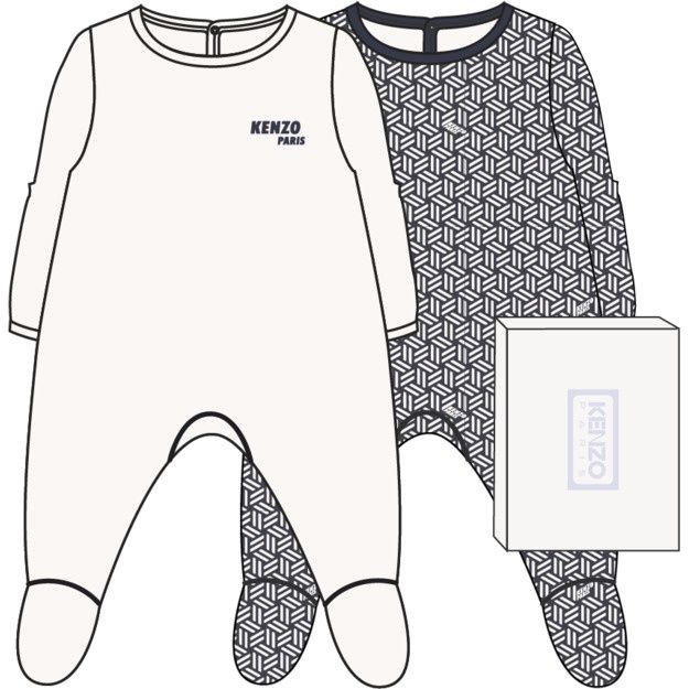 K61256 Kenzo Offwhite Set 2 Footie