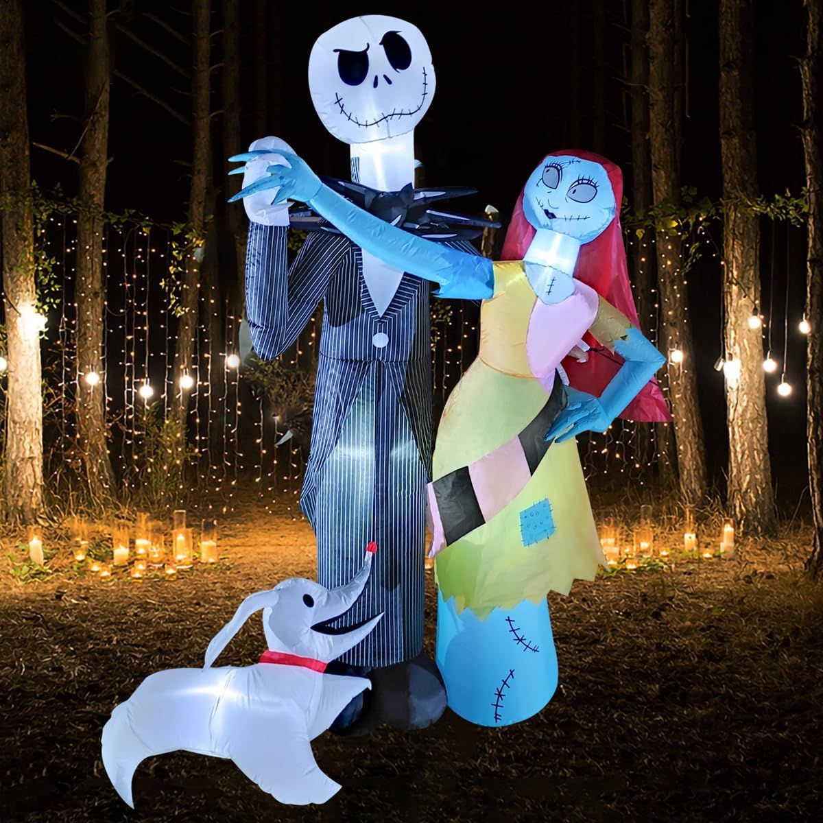 Disney Jack Skellington y Sally Inflable de Halloween JOYIN con LED AutoInflable 2 mts