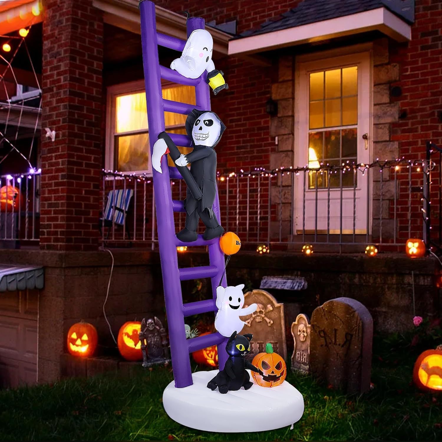 Escalera Embrujada Inflable de Halloween JOYIN con LED AutoInflable 2 mts