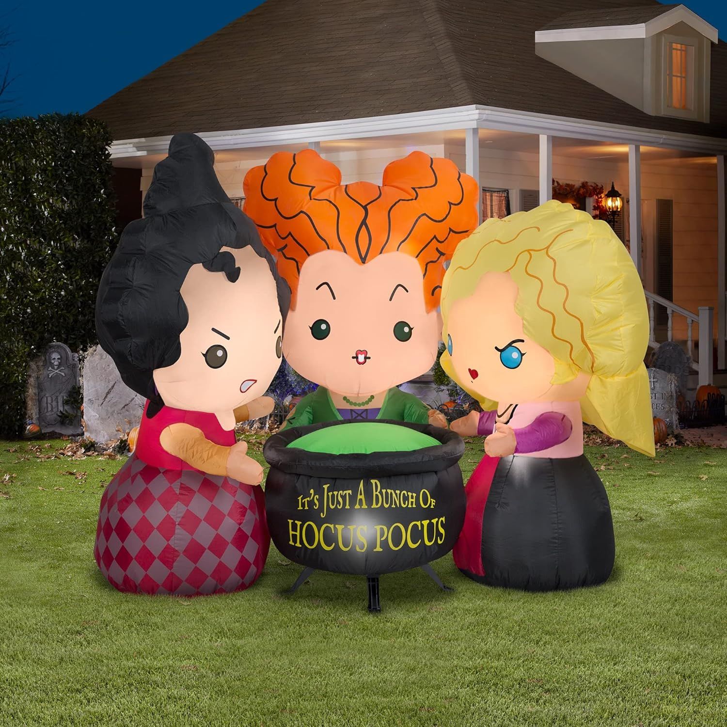 Disney Brujas Hocus Pocus Inflable de Halloween JOYIN con LED AutoInflable 1.5 mts